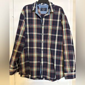 LIKE NEW Nautica Men’s Cotton Navy White & Red Plaid Casual Button-up Shirt XL